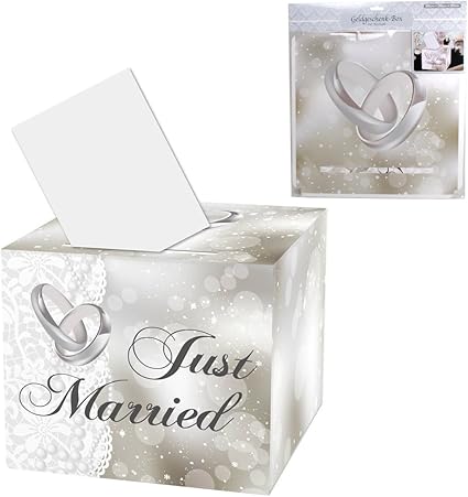 Dinero Caja, regalos de boda – Just Married de, 36 cm: Amazon.es: Oficina y papelería