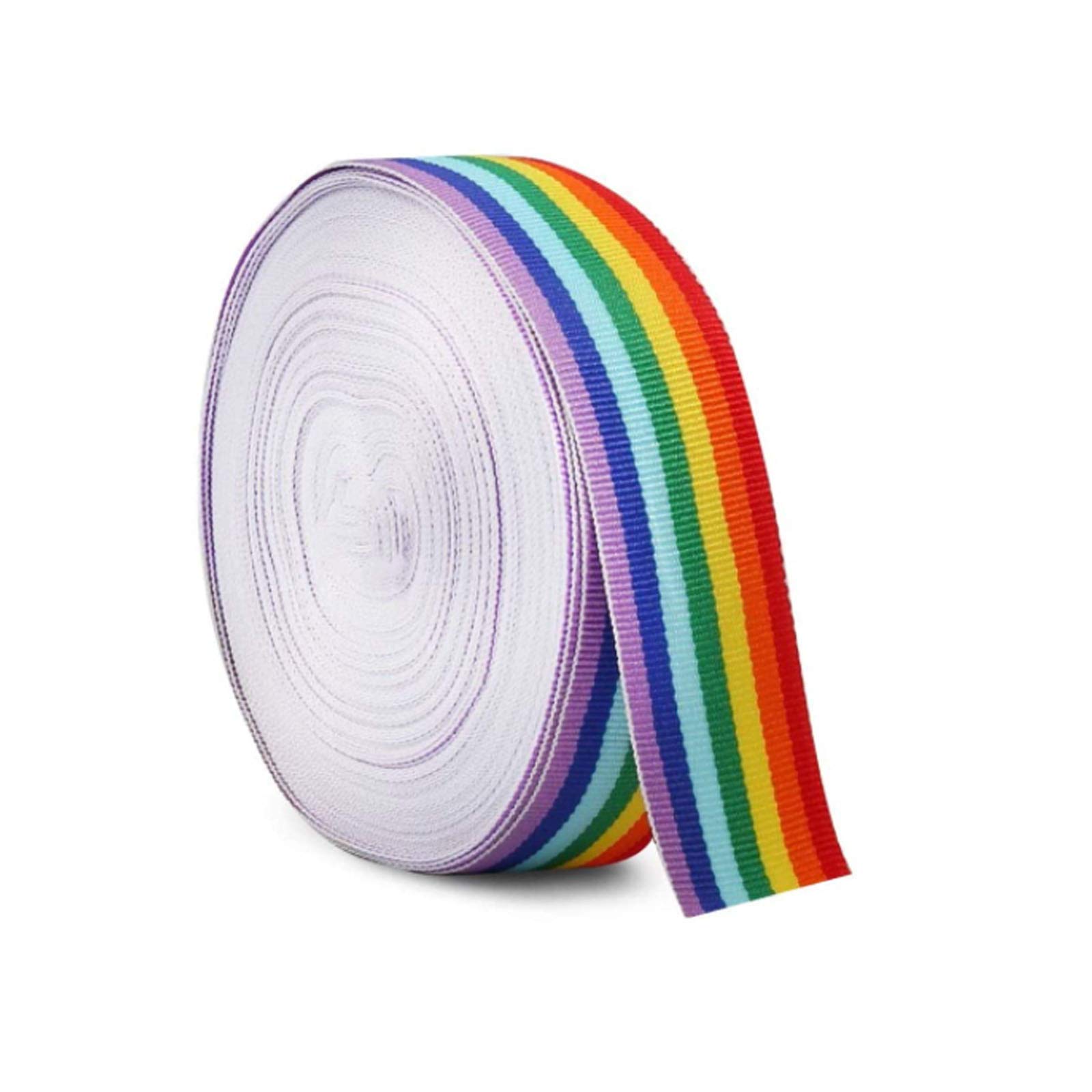 GANGYUAN 10M Rainbow Ribbon, Multicolored Grosgrain Double Sided Fabric Ribbon for Arts, Crafts, DIY, Gift Wrapping, Wedding, Birthday Party Decoration (10M X 40MM)