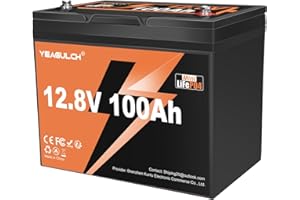 YEAGULCH 12.8V 100Ah Mini LiFePO4 Lithium Battery Built-in 100A BMS 1.28kWh 10-Year Lifespan Rechargeable Battery 6000 Deep Cycles Perfect for RV Trolling Motor Marine Solar