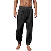 PASLTER Mens Pirate Pants Viking Renaissance Gothic Medieval Navigator Halloween Costume Tapered Elastic Waist Trousers