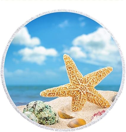 STZSHION Alfombra Redonda Realista Impresión De Concha De Mar Playa