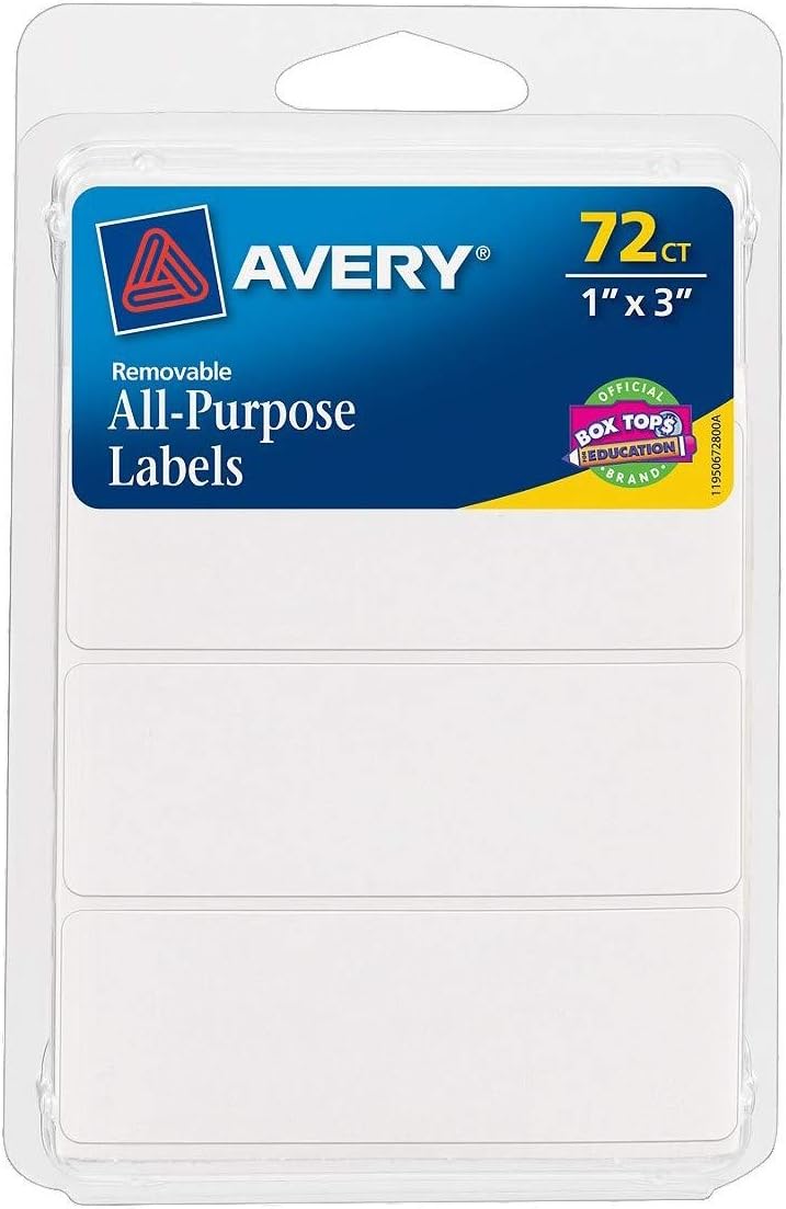Avery Removable Writable Rectangular Labels, 1 x 3 Inch, White - 1 (6728) : All Purpose Labels : Office Products