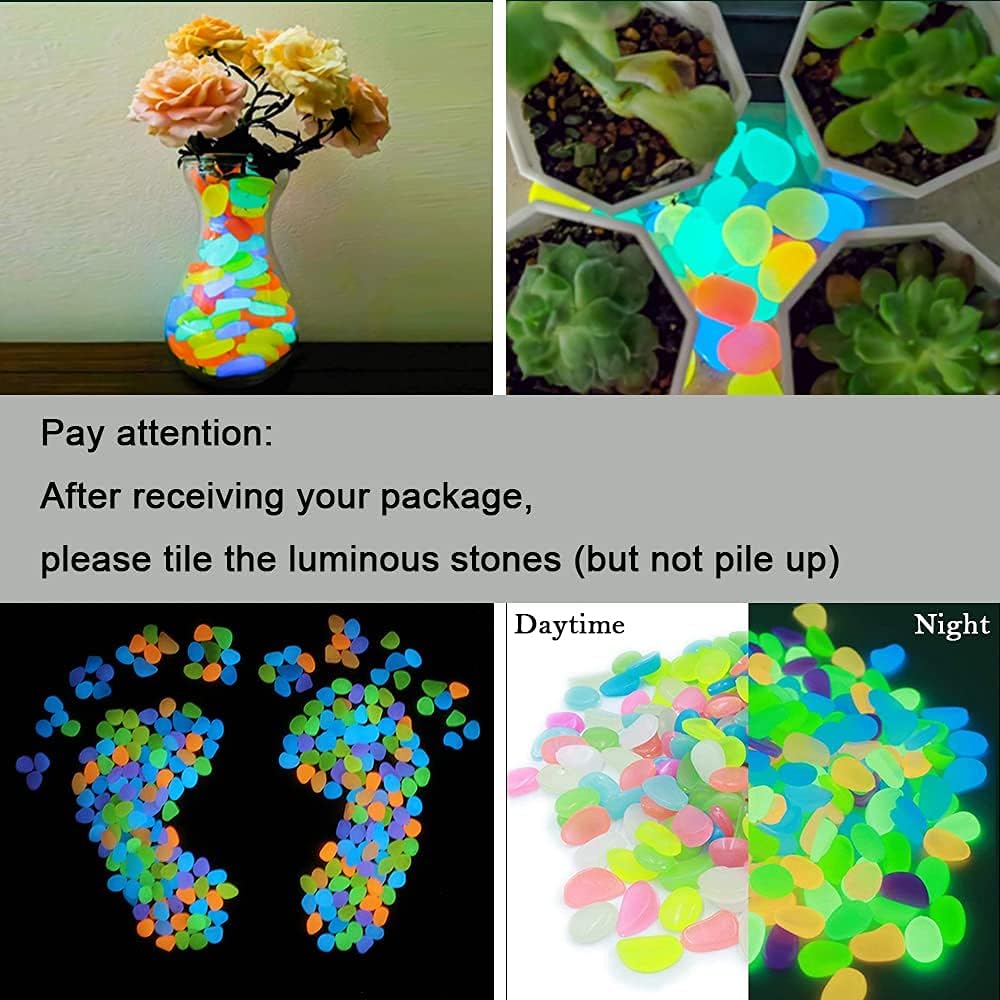 Glow in The Dark Rocks Luminous Pebbles for Indoor & Outdoor Garden Lawn Yard, Walkway, Pot Plants, Aquarium, Swimming Pool, Bar DIY Decorative Glow Stones (200PCS) : Garden & Outdoor