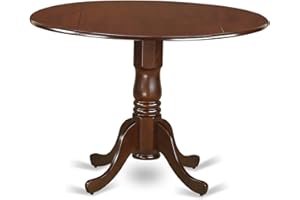 East West Furniture DLT-MAH-TP Dublin Dining Room Table - a Round Solid Wood Table Top with Dropleaf & Pedestal Base, 42x42 Inch, Mahogany