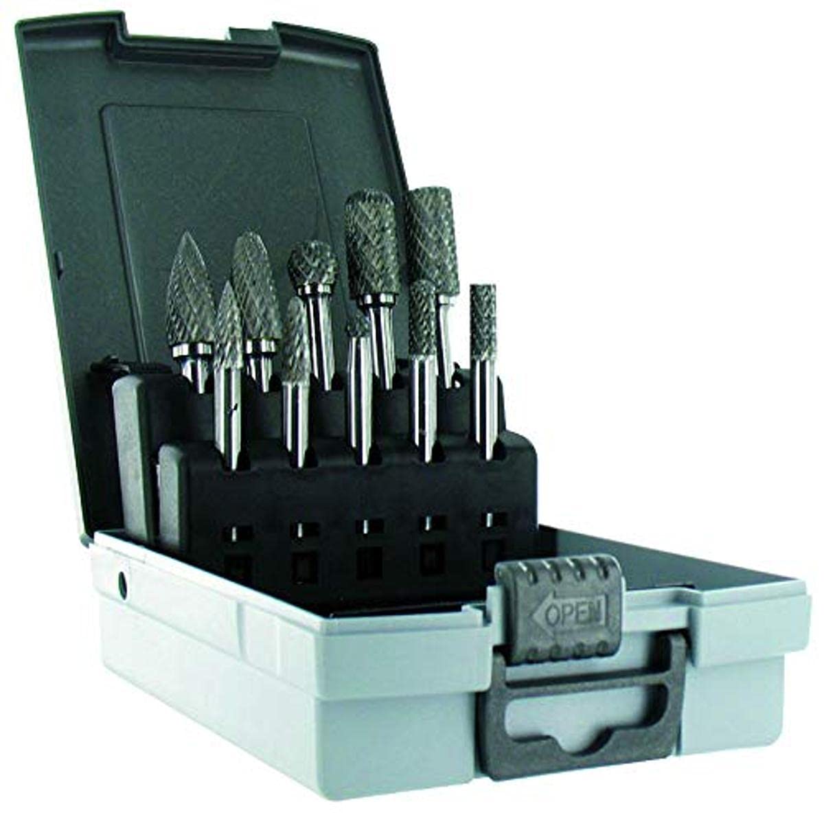 Tivoly 10316070005 FLK10 Set of 10 Carbide Burr Files Diameter 6 and 12 Normal Tooth Shavings
