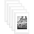 Americanflat 8x12 Picture Frame with Polished Plexiglass - Set of 5 - Use as 6x8 Frame with Mat or 8x12 Frame Without Mat - Galleria Collection - Gallery Wall Frame Set for Wall Display - White
