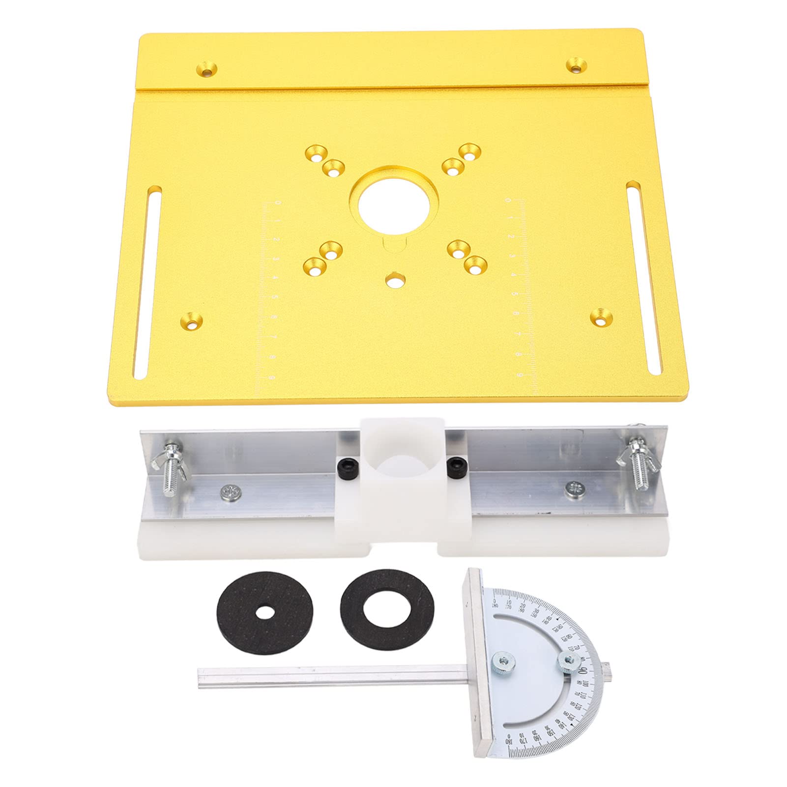 Spacnana Router Lift System Full Installation Set, Aluminum Woodworking Insert Base Plate, Metal Router Lift Kit (Gold)