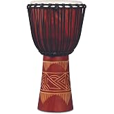Latin Percussion LP713LR World Beat Wood Art Large Djembe, Red with Natural