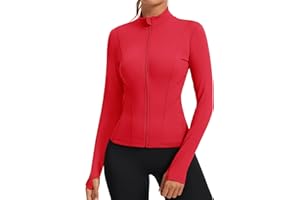 Rapbin Women's Slim Fit Workout Jackets Full Zip Long Sleeve Running Athletic Tops Yoga Shirts with Thumb Holes