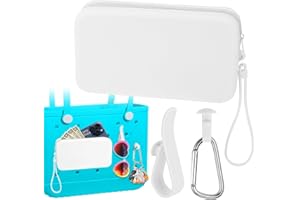 Mity rain Silicone Organizer for Bogg Bag Phone Holder, Accessories Set for Bogg Bag Contain 2PCS Key Holder and a Large Capacity Silicone Zipper Bag for Beach Bags Tote Bag (White)