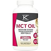 Ketologic MCT Oil (180 Softgels) (60 Servings) (3,000MG MTC Oil per Serving) - Medium Chain Triglycerides