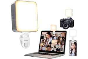 aLLreLi Video Light with Clip, 2000mAh Rechargeable Battery, 108 LEDs (54 Cool White + 54 Warm White), 3 Modes + 10-Level Brightness + DIY Presets, Cold Shoe Mount & 1/4" Thread, XJ75