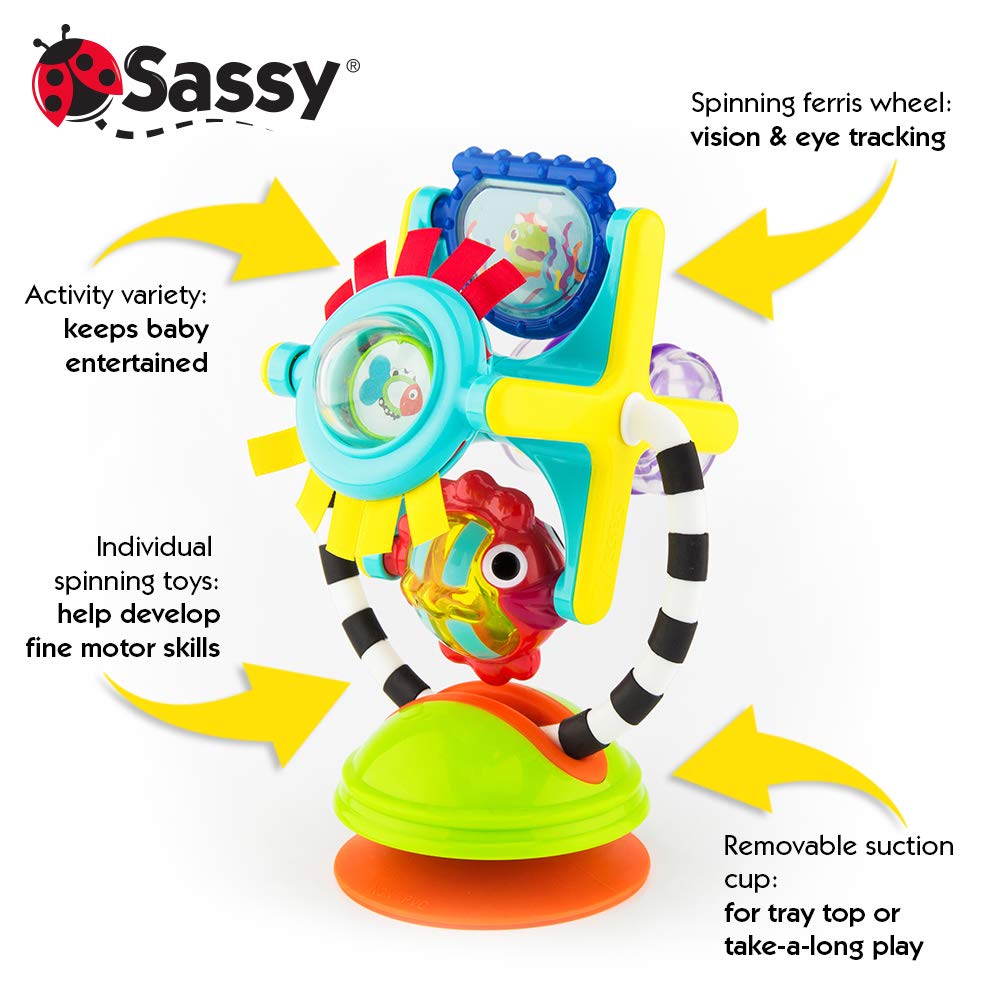 Sassy Fishy Fascination Station 2-in-1 Suction Cup High Chair Toy | Developmental Tray Toy for Early Learning | for Ages 6 Months and Up : Baby
