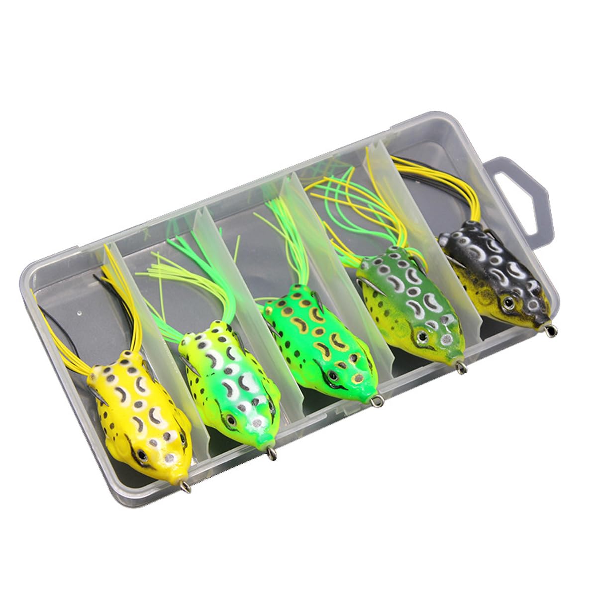 FOLANDO 5pcs 5cm Frog Lures Set, Soft Frog Lure Fishing Lures crank bait frog with hook for Bass Pike Snakehead Dogfish Salmon Musky 8g
