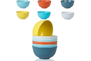 Unbreakable Cereal Bowl 24 Oz - Wheat Straw Fiber Bowl - Salad Bowl - Dessert Bowl - Deep Soup Bowl - Set of 6 - Microwave an