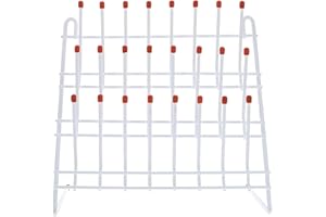 Epicover 24-Peg Bottle Drying Rack for Lab Glassware and Milk Bottles, Space-Saving Wall-Mount Design, Non-Slip Red Top, Sturdy Iron Frame, Ideal for Kitchen, Lab, Classroom Use