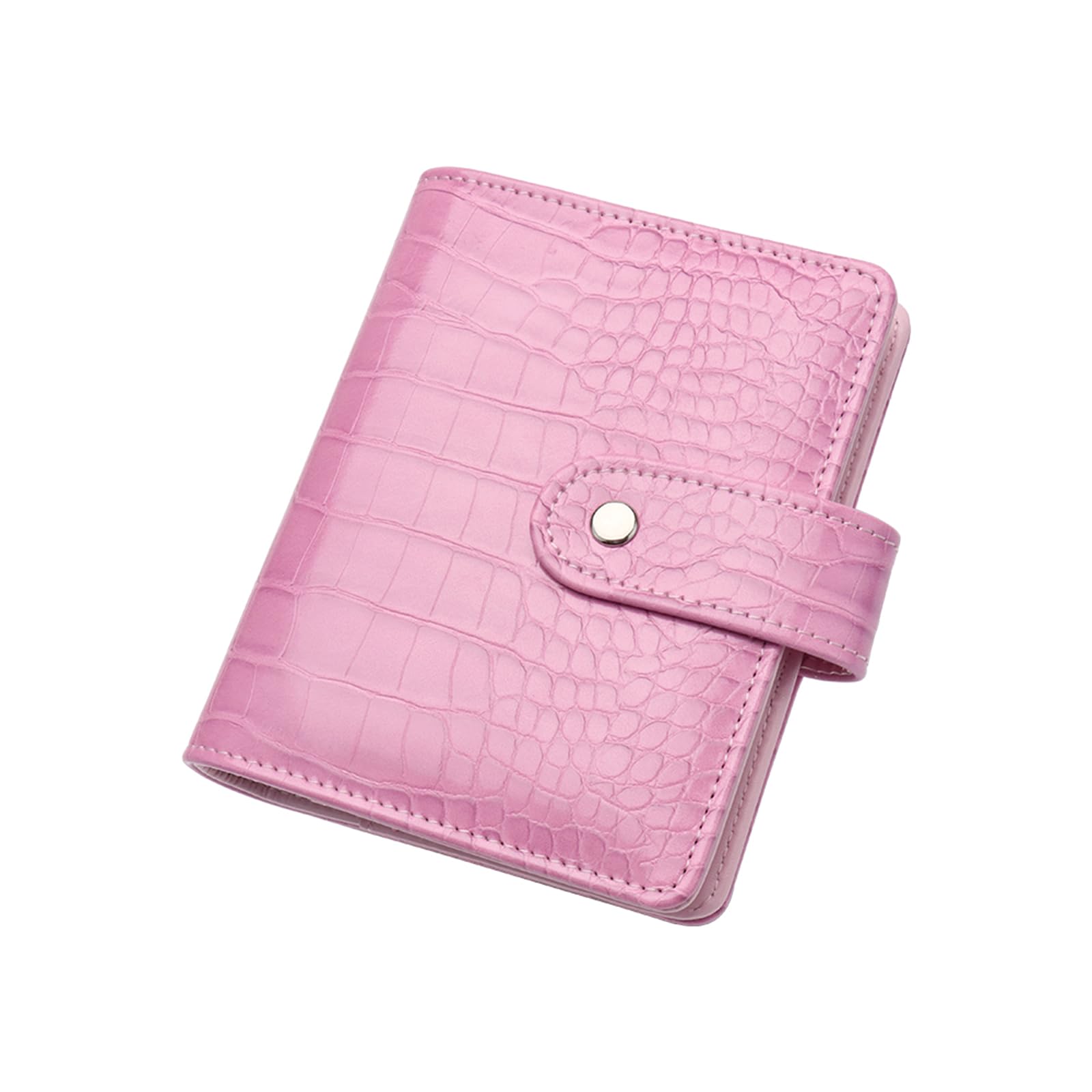NatSumeBasics A7 Binder Wallet Cash Envelopes PU Leather Budget Binder Crocodile Pattern Notebook Cover 6 Rings Folders for Organizer Traveller Journal (Pink)
