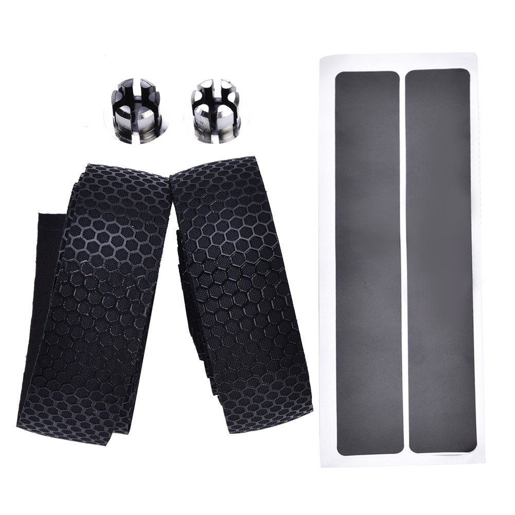 1 Pair Bicycle Handlebar Tape Anti-Skid Shock Absorption Mountain Bike Handlebar Belt Strap Belt End Plug Set(Black)