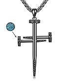 CUPENDA Three Nail Cross Necklace 925 Sterling Silver Religious Cross Pendent Christian Jewelry Fathers Day Birthday Gifts for Men Dad