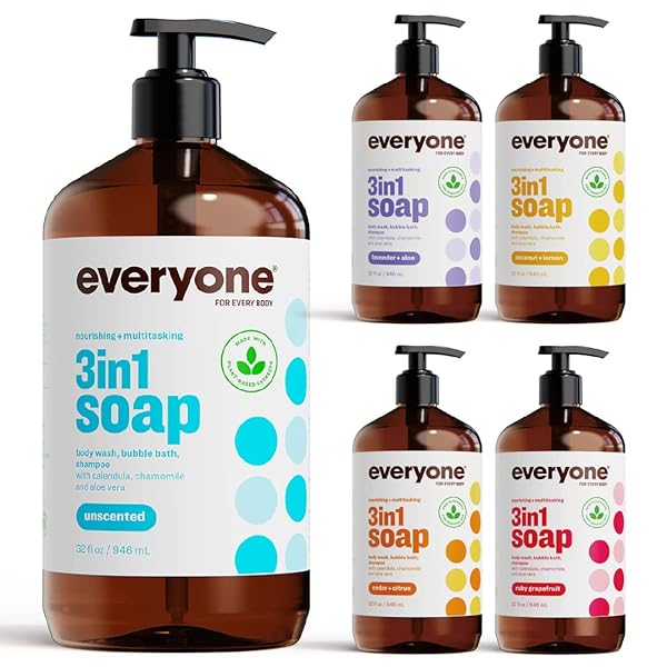 EVERYONE 3-IN-1 SOAP, BODY WASH, BUBBLE BATH, SHAMPOO, 32 OUNCE (PACK OF 1), UNSCENTED, MADE FOR MEN AND WOMEN