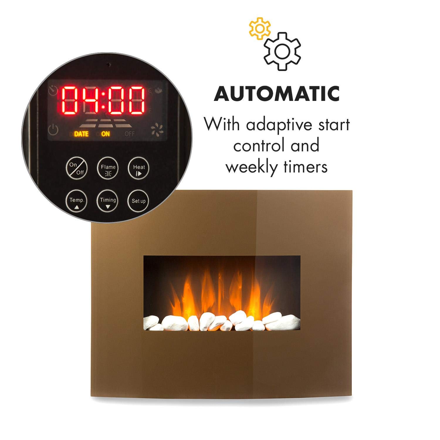 Klarstein Curved Copper L amp F Elektrokamin Mit Zuschaltbarer