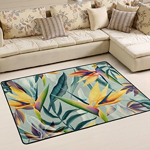 WOOR Tropical Flower Plant And Leaf Living Room Dining Area Rugs 6 x 4 Feet Bed Room Rugs Office Rugs Modern Floor Rug Home Decor