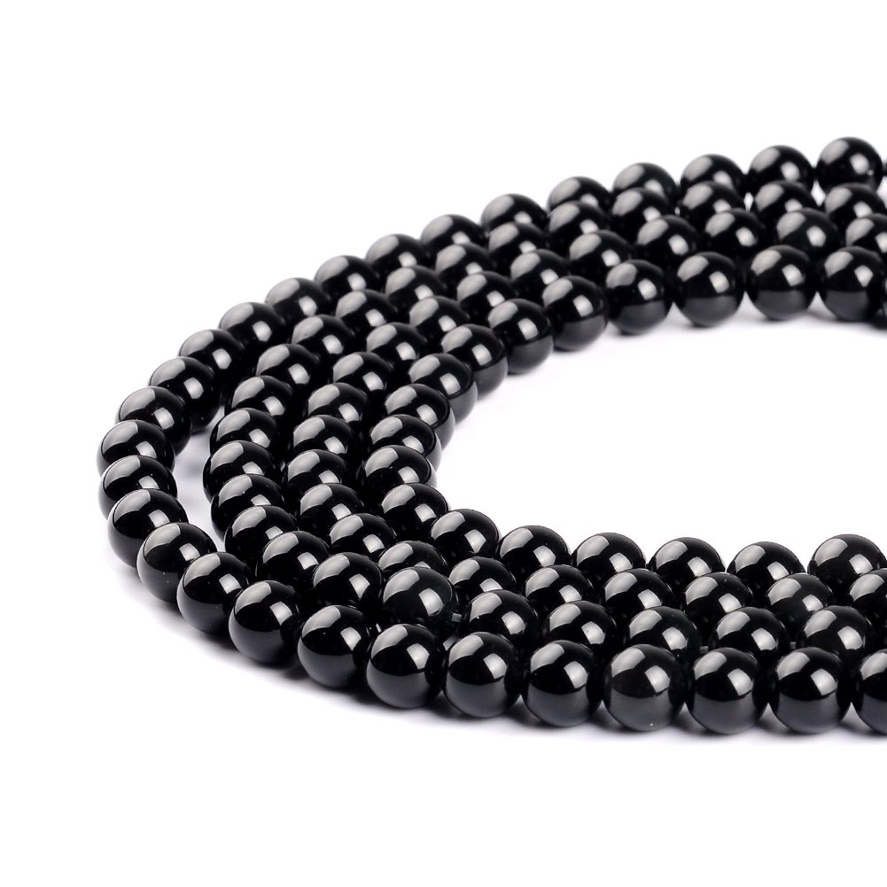Natural Black Obsidian Round Beads for Jewellery Making 4mm 6mm 8mm 10mm 12mm 14mm Black 10mm