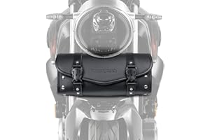 HmmtyRack Motorcycle Handlebar Bag, Universal Motorcycle Fork Bag, Waterproof PU Leather Motorcycle Tool Bag Roll Saddlebags Suitable for Harley Honda Suzuki Kawasaki (Black)