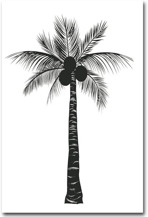 Lemon Negro Blanco Planta Tropical Arbol De Coco Cartel Lienzo