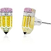 Mintolex Teacher Earrings for Women Cute Acrylic Glitter Apple Pencil Earrings Back to School Jewelry for Teachers Appreciation Gifts