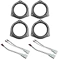 DKMUS 2 x Pairs 6.5" Car Door Speaker Adapter Plates for Toyota Venza Solara RAV4 Camry Celica Echo Corolla Highlander 4 Runner Tundra Sequoia Yaris Prius Avalon Stand Ring Kit 1 Pair + Wiring Harness