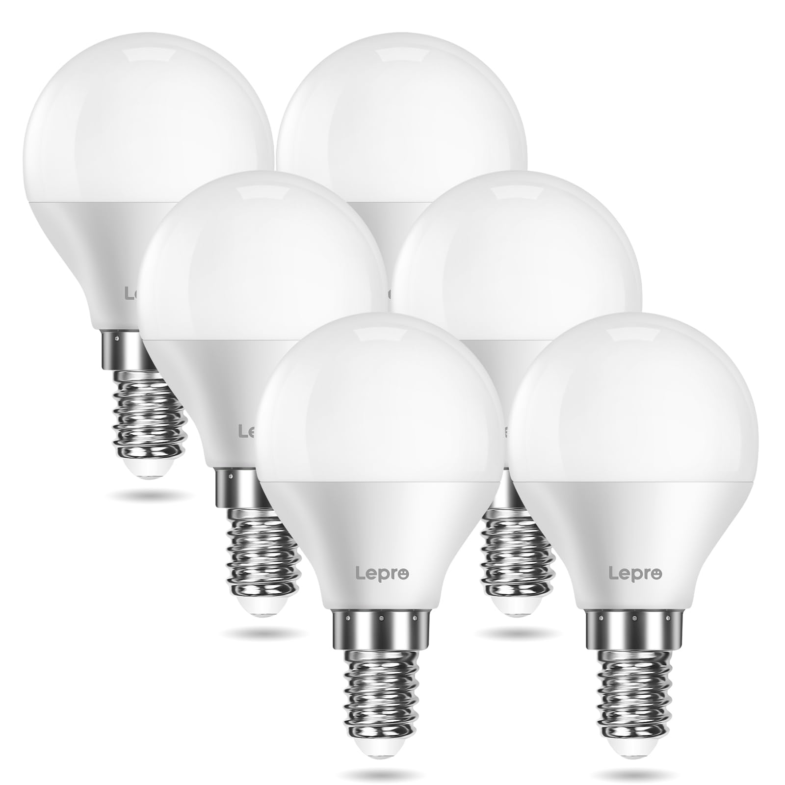 Lepro E14 LED Light Bulb, Small Screw Light Bulb, 4.2W 470lm, 40W Equivalent, Warm White 2700K E14 Golf Ball Bulb, Energy Saving P45 SES Golfball Bulb, 220-240V, Non-Dimmable, Pack of 6