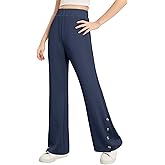 blibean Tween Girls Bell Bottom School Uniform Pants Stretchy Leggings Size 6-15 Years