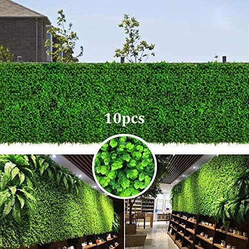 zimo 10pcs Artificial Hedges Boxwood Panels, 15.7×23.6inch Faux Grass Wall Backdrop Decor Shrubs Greenery Panels Decorative Fences Covers 26 SQ feet for Indoor/Outdoor