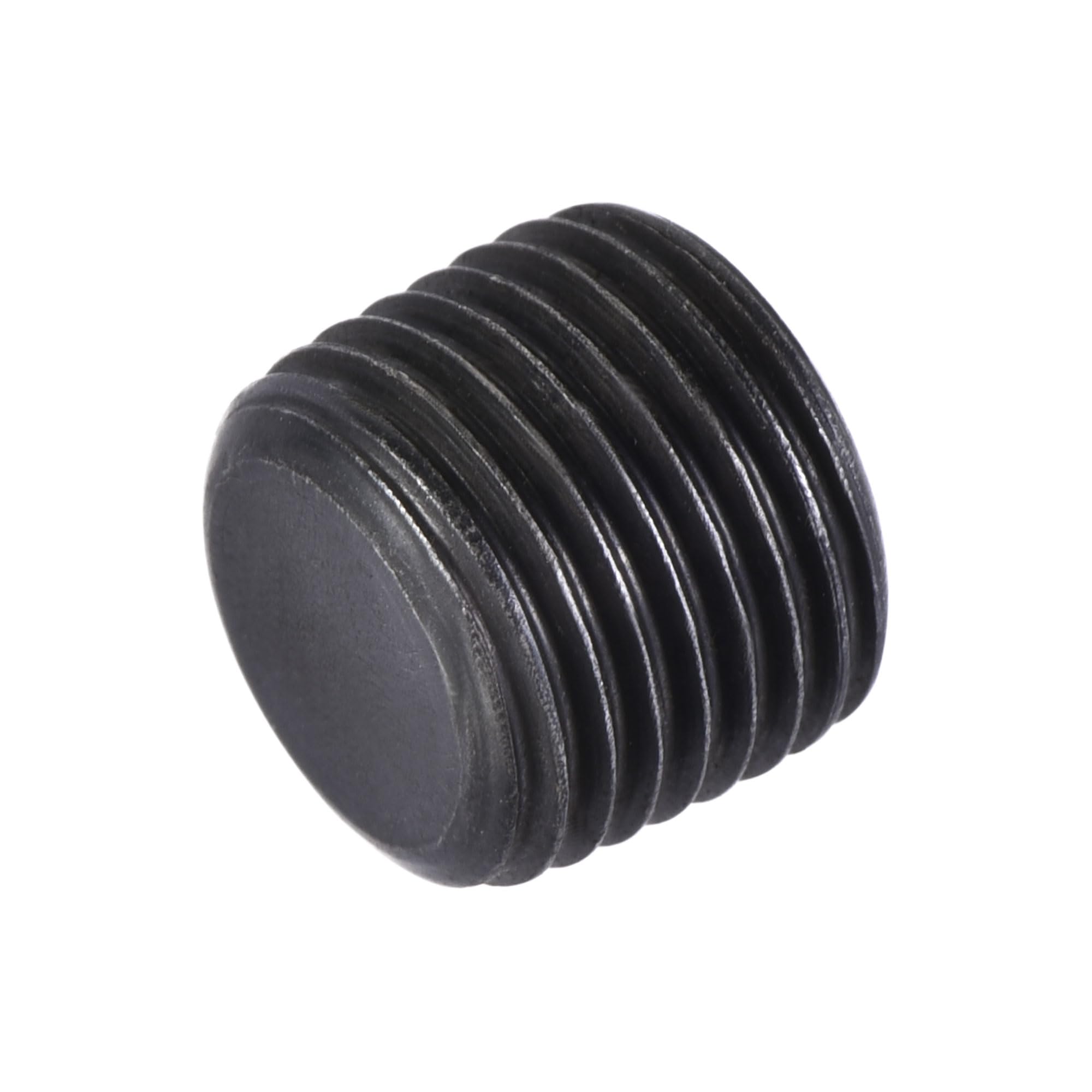 sourcing map Carbon Steel Internal Hex Thread Socket Pipe Plug, 1/8PT Male Thread Black Pipe Cap, for Garden Pipe Pneumatic Solenoid Valve, 20Pcs