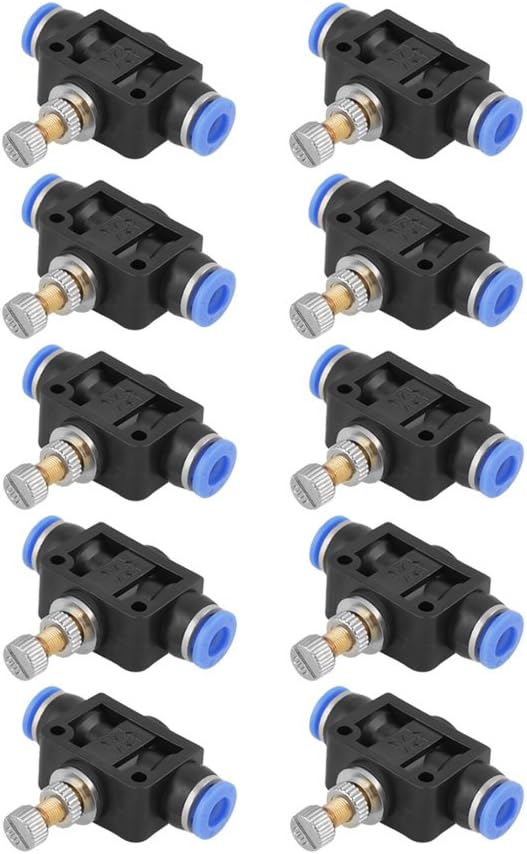 Hilitand 10pcs Pipe Throttle Valve Push in Speed Controller Pneumatic Air Flow Control Valve Quick-Connect Quick Connector 6mm