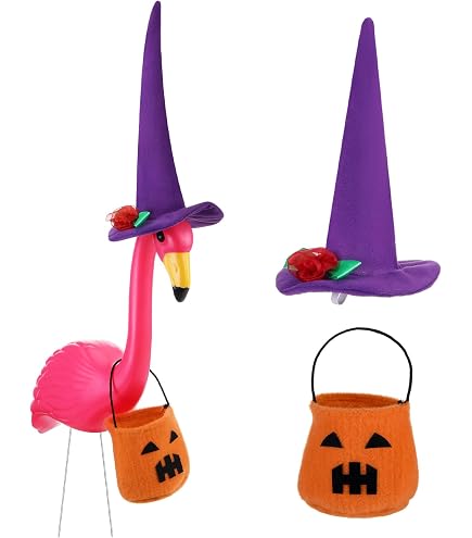 Halloween-Flamingo-Outfit – Hut & Rock Für 78,7 Cm Flamingo-Figuren, Stoff, Perfekt Für Garten-Deko