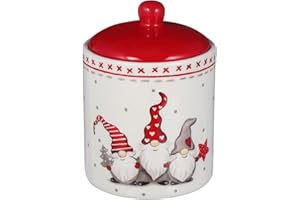 Tofficu Christmas Cookie Jar: Christmas Candy Jar, Gnome Food Storage Jar with Airtight Lid, Xmas Candy Canister, Ceramic Sto