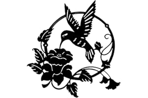 Metal Wall Art Bird On Tree Branch, Round Outdoor Metal Bird Flower Wall Décor，Black Bird Silhouette Wall Sculpture, Bird Flo