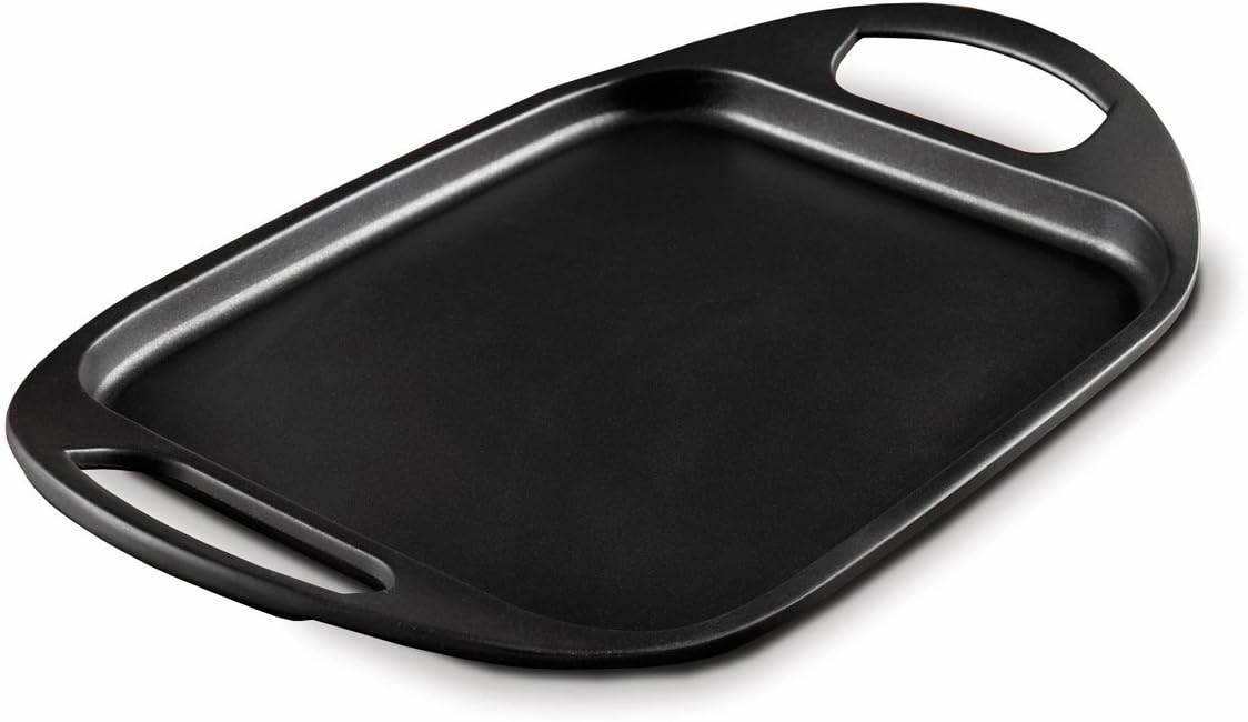 Fundix Castey Induction Flat Tray Pan and Silicone Side Handles, 35 cm, Black
