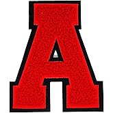 1 PCS 4.0" Red Chenille Letter Patch with Black Edge, Iron on Patches for Hats Clothes Bags Backpacks Jeans Jackets, Initial Patches Large Varsity Letter. (Letter A)