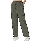 Womens Cargo Joggers Parachute Y2K Pants Lightweight Hiking Travel Scrub Pants Elastic Waist with Drawstring Quick Dry