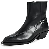 ALOHAS Women's Lizzie Black Leather Ankle Boots
