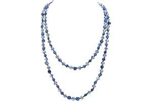 Jules D. Long Beads Necklaces for Women Shell Crystal Beads 48" Long Rope Knot Necklace Costume Jewelry for Gifts