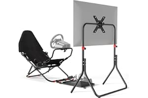 DIWANGUS Racing Simulator Cockpit with TV Stand, Foldable Racing Wheel Stand with TV Mount and Seat, Sim Racing Stand Compatible with Logitech G29/920/923/27/25, Thrustmaster T248/X/T300RS/T150/458/TX for Xbox PS4 PS5