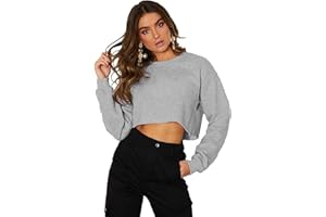 Kyerivs Casual Crop Sweatshirt for Women Crewneck Cropped Shirts Workout Long Sleeve Crop Tops