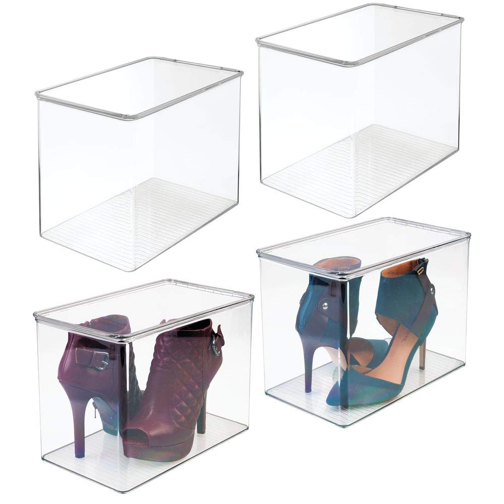20 Scatole Porta Scarpe In Plastica Trasparente Impilabili Con Coperchio – Organizzatori Per Armadio, Contenitori Da 23x33x14 Cm - 2