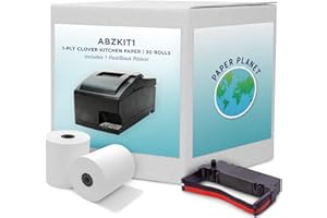 PAPERPLANET 1-Ply White Bond Paper for Clover Kitchen Printer by Paper Planet | 20 Rolls: Includes 1 Ribbon | Star SP700