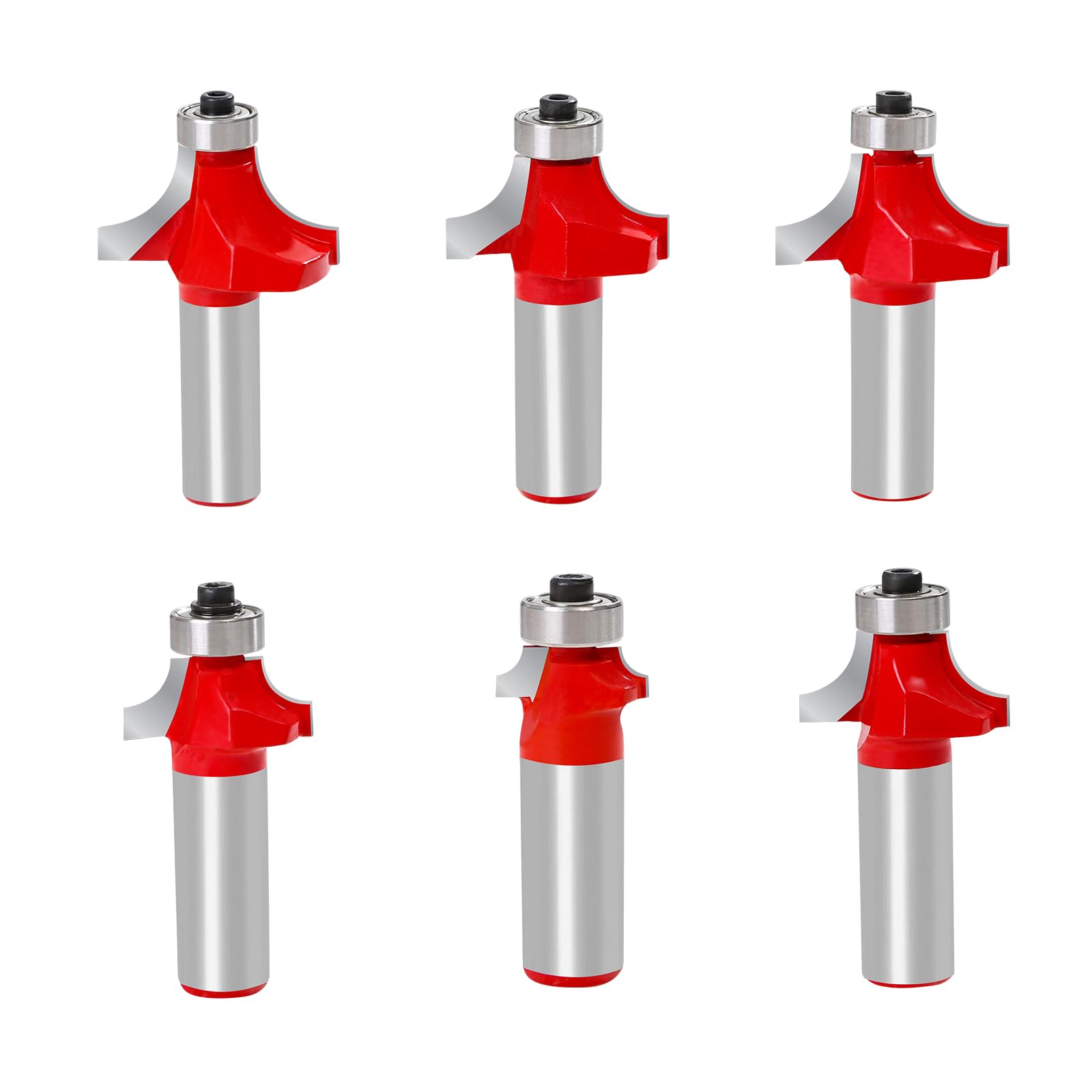 TOWOLYS 1/2 Inch Shank Roundover Router Bits Of Radius 1/8" 1/4“ 5/16” 3/8“ 7/16” 1/2“