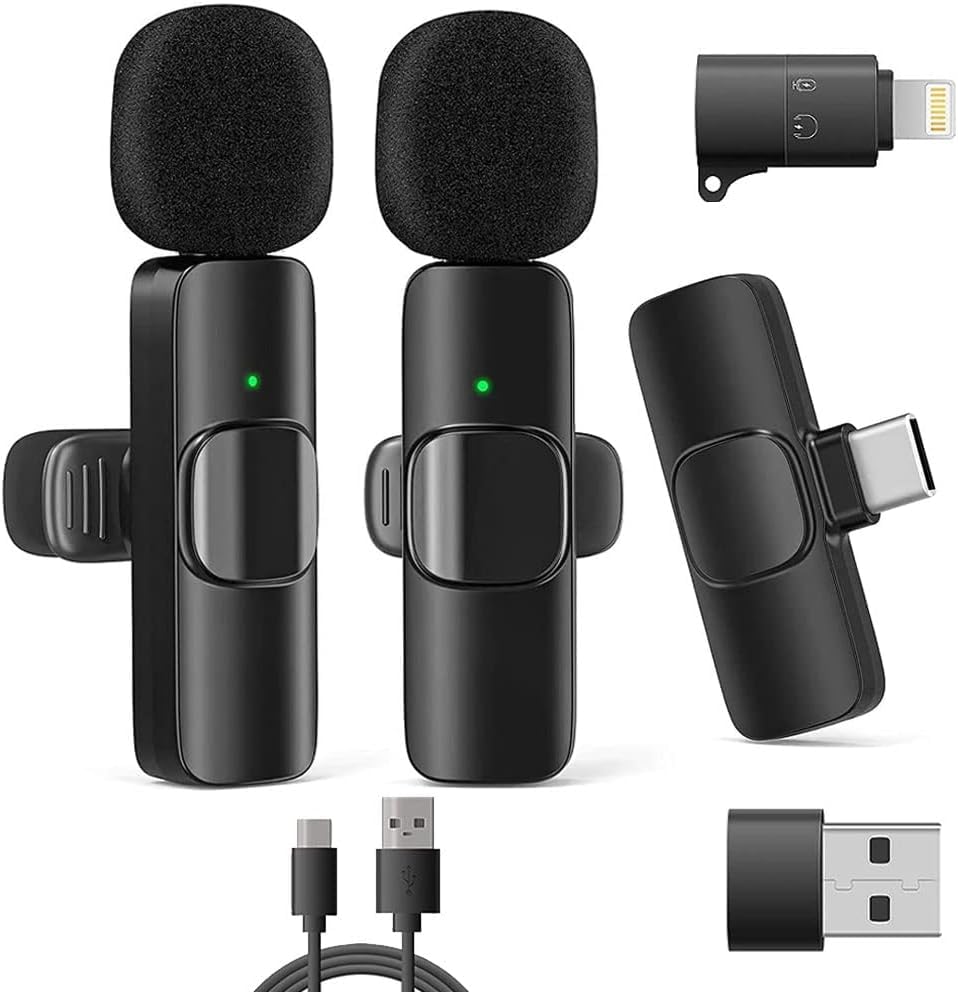 DM-Digital Universal Wireless Lavalier Microphone (Android, PC, Apple) - Clip Microphone for Interviews Youtube Facebook Live Podcasts TikTok - Live Streaming Microphone Wireless Tie